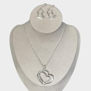 Double Heart Silver Jewelry Set